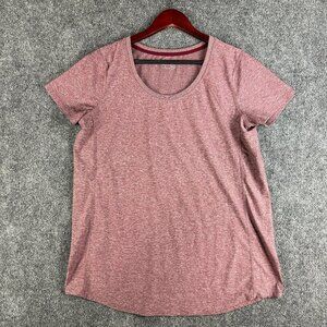 Eddie Bauer Travex Top Womens Large Burgundy Stretch Short Sleeve Tee Shirt